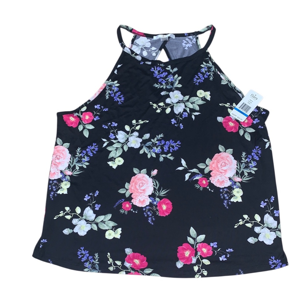 Flora By Flora Nikrooz Floral Tank Top Women's XL Black , Sleeveless
